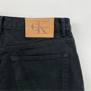 CK Calvin Klein Jeans Vintage Leather Patch Tapered 90's Moms Black Jeans Sz 13